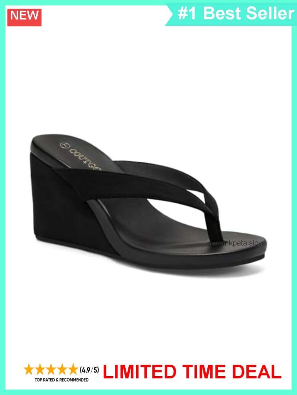 Wedge Heel Platform Flip Flop Sandals Faux Suede Slip On Beach Slides
